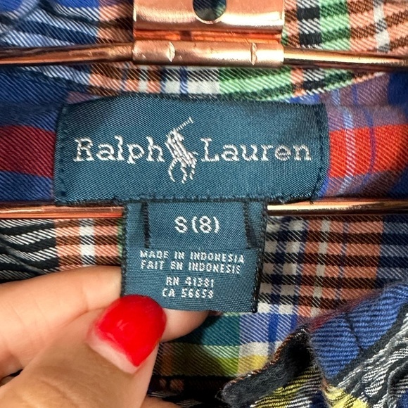 Vintage Kids Ralph Lauren plaid button down size s(8) - Picture 2 of 7
